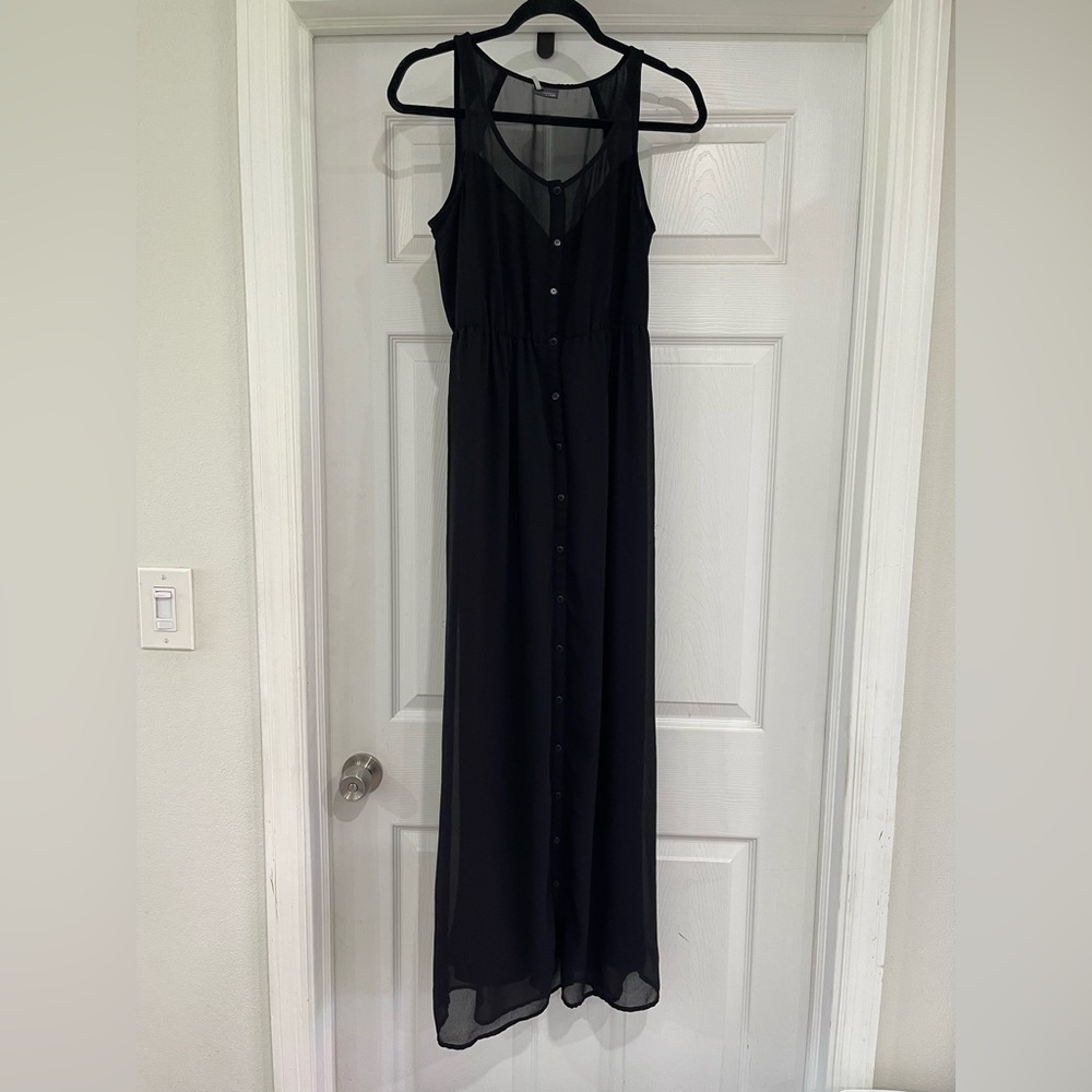 Sparkle & Fade Sheer Black Maxi Dress